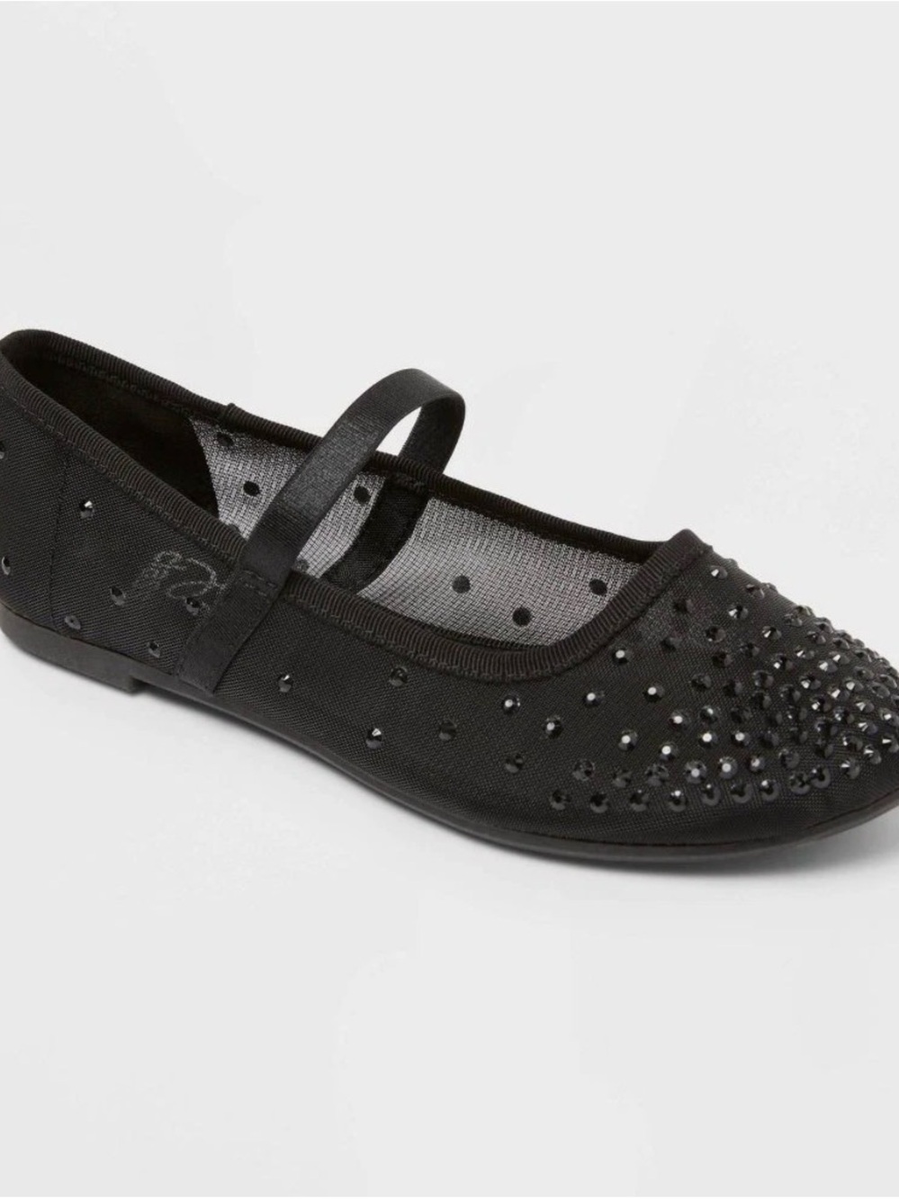 Cat & Jack Black Girls' Embellished Mary Jane Flats